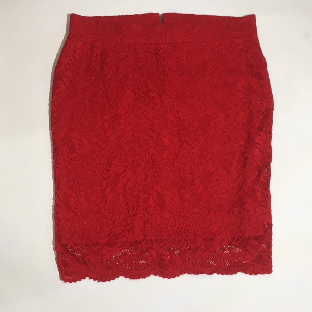 Torrid size 2 red lace pencil skirt.